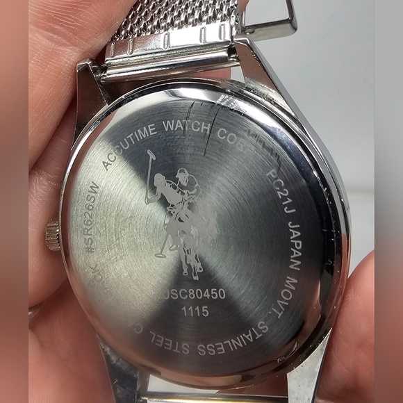 U.S. POLO ASSN. STAINLESS STEEL Silver Band White Dial Watch WORKS New Battery - Picture 13 of 13